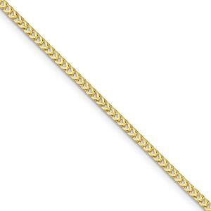 2mm 10k Yellow Gold Solid Franco Chain Necklace, 18 Inch